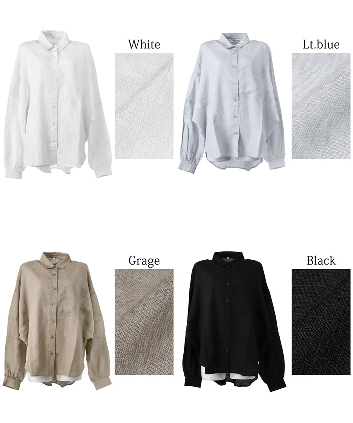 セール★2690円→1490円 シャツ レディース レーヨン 麻混 シアーシャツ 透け感 フロントボタン 前後差 前開き 羽織 体型カバー 無地 長袖 メール便不可