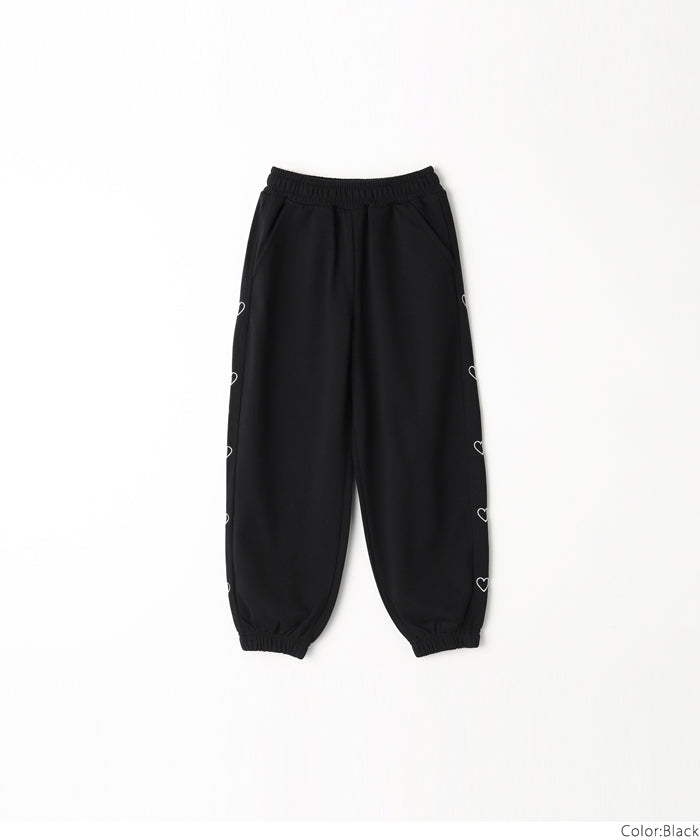 セール★1690円→1490円 裏毛サイドハート刺繍ジョガーパンツ キッズ メール便不可