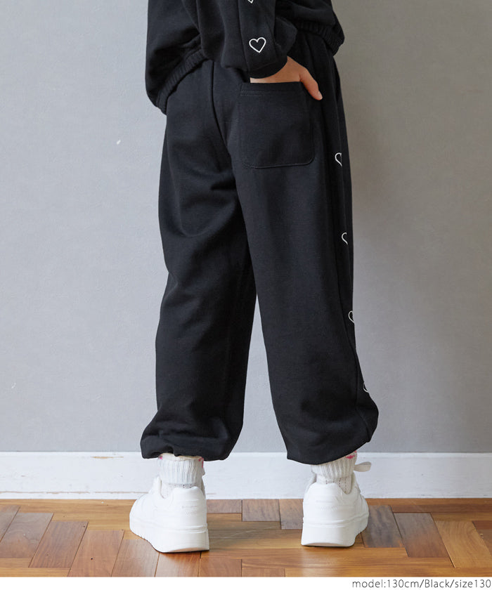 セール★1690円→1490円 裏毛サイドハート刺繍ジョガーパンツ キッズ メール便不可