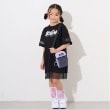 エックスガール ステージス(X-girl STAGES)のグラフィティロゴメッシュ切替Tワンピース ブラック(219)